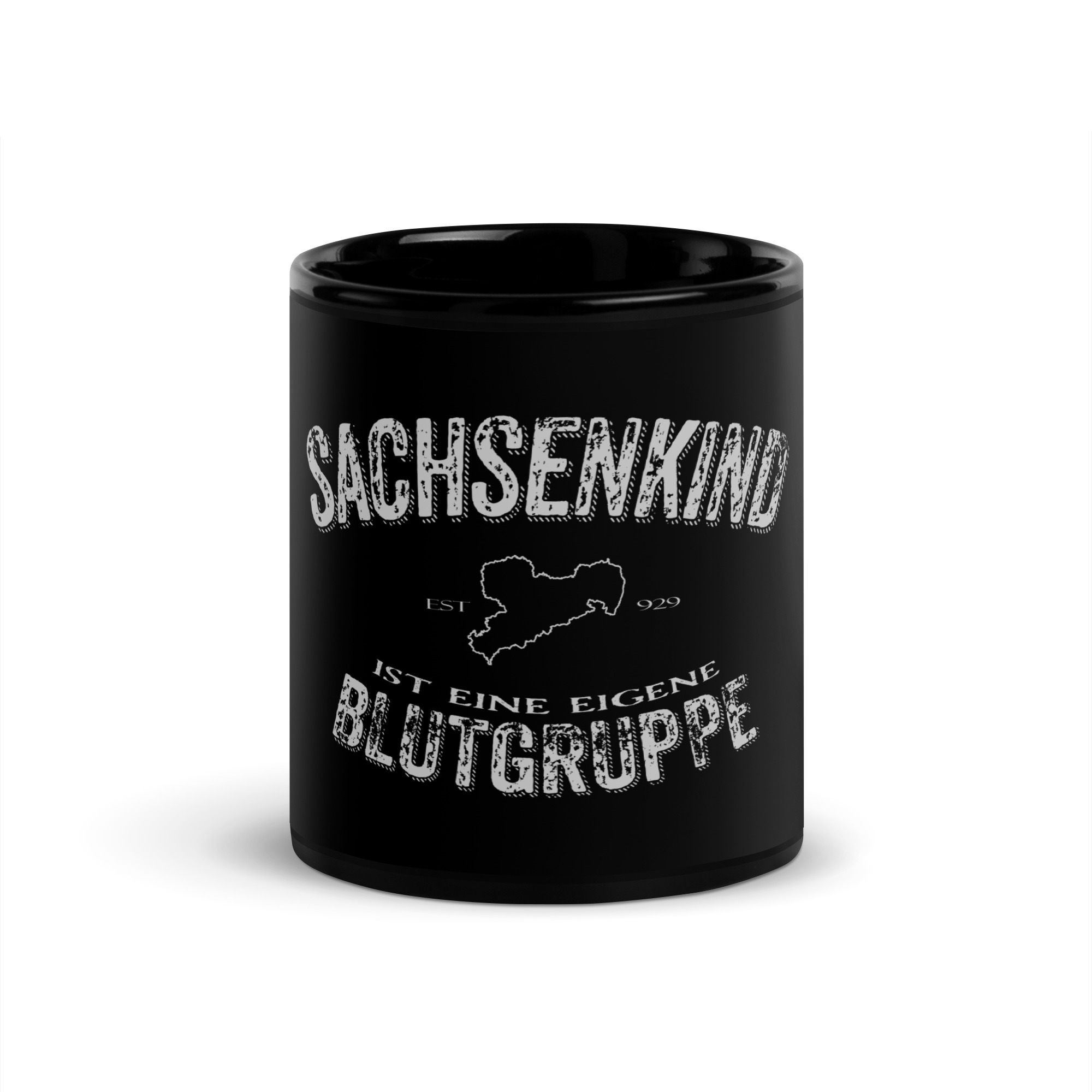 SACHSENKIND - Blutgruppe - Schwarze glänzende Tasse